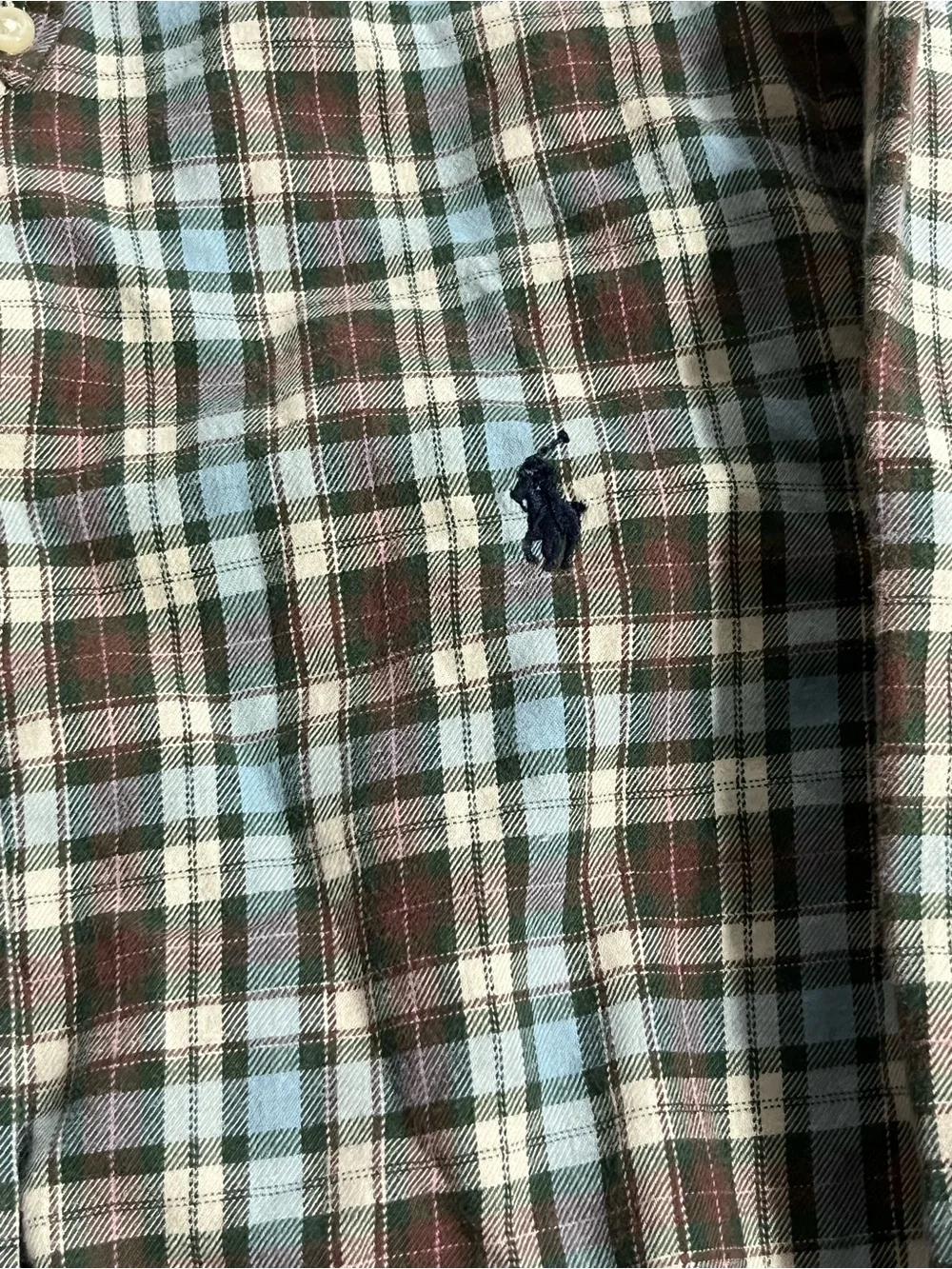 Ralph Lauren Plaid Button-Up Shirt in Brown, Light Blue & Cream Size XL 18/20